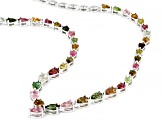 Multi-Tourmaline Rhodium Over Sterling Silver Necklace 7.63ctw