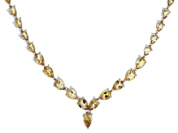 Picture of Yellow Citrine Rhodium Over Sterling Silver Necklace 8.46ctw