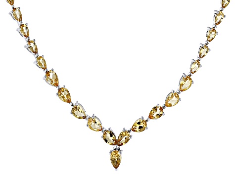 Yellow Citrine Rhodium Over Sterling Silver Necklace 8.46ctw