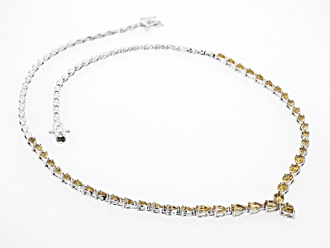 Yellow Citrine Rhodium Over Sterling Silver Necklace 8.46ctw