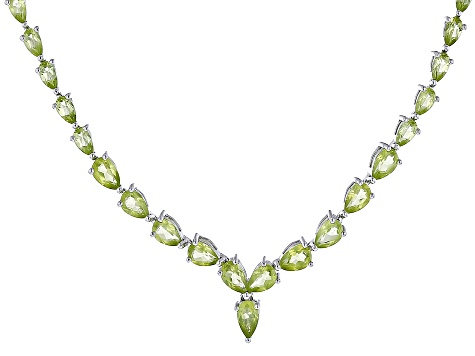 Green Peridot Rhodium Over Sterling Silver Necklace 9.56ctw