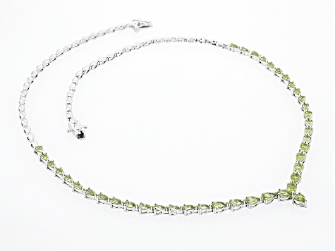 Green Peridot Rhodium Over Sterling Silver Necklace 9.56ctw