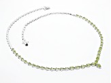 Green Peridot Rhodium Over Sterling Silver Necklace 9.56ctw