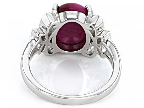 Pink Tiger's Eye Rhodium Over Sterling Silver Solitaire Ring