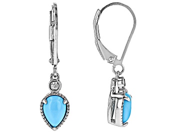 Picture of Blue Sleeping Beauty Turquoise Rhodium Over Sterling Silver Earrings 0.07ctw