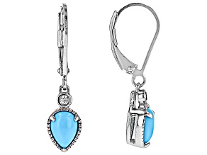 Blue Sleeping Beauty Turquoise Rhodium Over Sterling Silver Earrings 0.07ctw