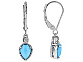 Blue Sleeping Beauty Turquoise Rhodium Over Sterling Silver Earrings 0.07ctw
