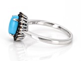 Blue Sleeping Beauty Turquoise Rhodium Over Sterling Silver Ring 0.13ctw