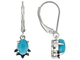 Blue Sleeping Beauty Turquoise Rhodium Over Sterling Silver Earrings 0.06ctw