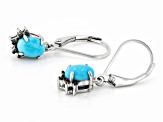 Blue Sleeping Beauty Turquoise Rhodium Over Sterling Silver Earrings 0.06ctw