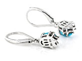 Blue Sleeping Beauty Turquoise Rhodium Over Sterling Silver Earrings 0.06ctw