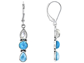 Blue Composite Turquoise Sterling Silver Dangle Earrings