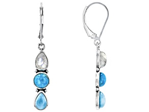 Blue Turquoise Sterling Silver Dangle Earrings