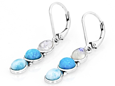 Blue Composite Turquoise Sterling Silver Dangle Earrings