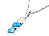 Blue Composite Turquoise Sterling Silver Pendant with Chain