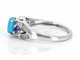 Blue Sleeping Beauty Turquoise Rhodium Over Silver Ring