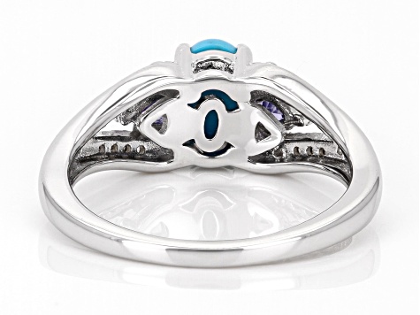 Blue Sleeping Beauty Turquoise Rhodium Over Silver Ring