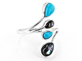 Blue Sleeping Beauty Turquoise With Abalone Sterling Silver Ring