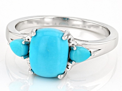 Blue Sleeping Beauty Turquoise Rhodium Over Sterling Silver Ring