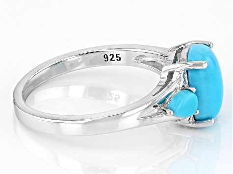 Blue Sleeping Beauty Turquoise Rhodium Over Sterling Silver Ring