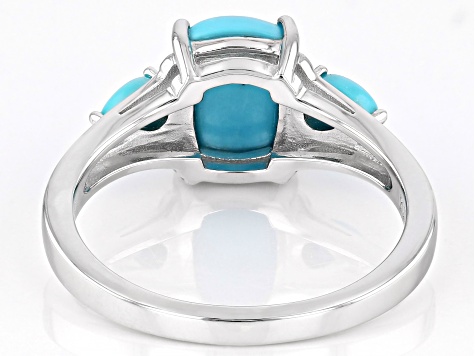 Blue Sleeping Beauty Turquoise Rhodium Over Sterling Silver Ring