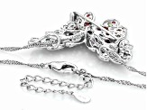 Multicolor Multi-Gem Rhodium Over Sterling Silver Butterfly Pendant With Chain 2.95ctw