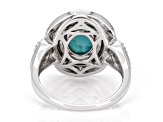 Blue Composite Turquoise Rhodium Over Sterling Silver Ring 0.03ctw