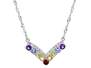 Multicolor Multi-Gem Rhodium Over Sterling Silver Necklace 2.84ctw