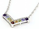 Multicolor Multi-Gem Rhodium Over Sterling Silver Necklace 2.84ctw