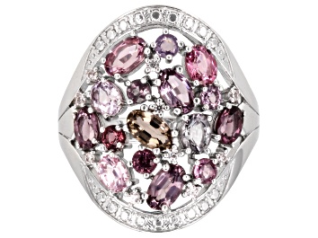 Picture of Multicolor Spinel Rhodium Over Sterling Silver Ring 2.31ctw
