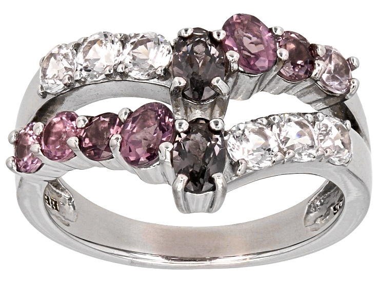 Multicolor Spinel Rhodium Over Sterling Silver Ring 2.12ctw