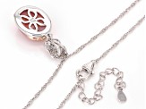 Pink Opal Rhodium and 18k Rose Gold Over Sterling Silver Pendant with Chain