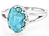 Blue Composite Turquoise Platinum Over Sterling Silver Solitaire Ring