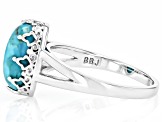 Blue Turquoise Platinum Over Sterling Silver Solitaire Ring