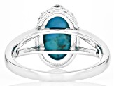 Blue Turquoise Platinum Over Sterling Silver Solitaire Ring