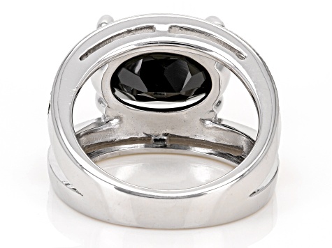 Black Spinel Sterling Silver Ring 7.22ct