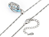 Sky Blue Topaz Rhodium Over Sterling Silver Pendant With Chain 6.00ct