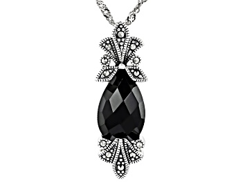Picture of Black Spinel Rhodium Over Sterling Silver Pendant With Chain 5.20ct