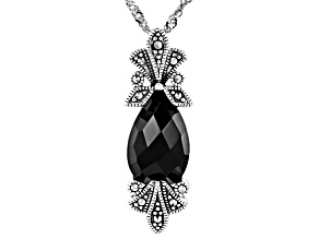 Black Spinel Rhodium Over Sterling Silver Pendant With Chain 5.20ct
