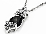 Black Spinel Rhodium Over Sterling Silver Pendant With Chain 5.20ct