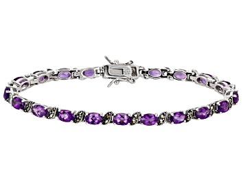 Picture of Purple Amethyst Rhodium Over Sterling Silver Tennis Bracelet 9.00ctw