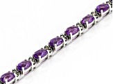 Purple Amethyst Rhodium Over Sterling Silver Tennis Bracelet 9.00ctw