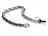 Purple Amethyst Rhodium Over Sterling Silver Tennis Bracelet 9.00ctw