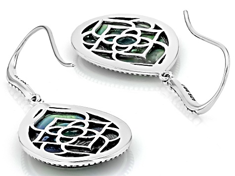 Multicolor Abalone Shell Sterling Silver Dangle Earrings