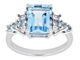 Sky Blue Topaz Rhodium Over Sterling Silver Ring 3.88ctw