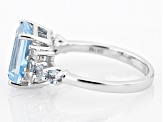 Sky Blue Topaz Rhodium Over Sterling Silver Ring 3.88ctw