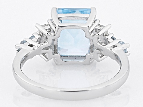 Sky Blue Topaz Rhodium Over Sterling Silver Ring 3.88ctw