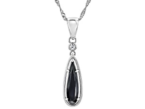 Black Spinel Rhodium Over Sterling Silver Pendant With Chain 2.66ctw
