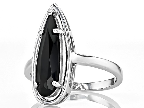 Black Spinel Rhodium Over Sterling Silver Solitaire Ring 2.59ct