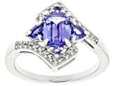 Blue Tanzanite Rhodium Over Sterling Silver Ring 1.52ctw